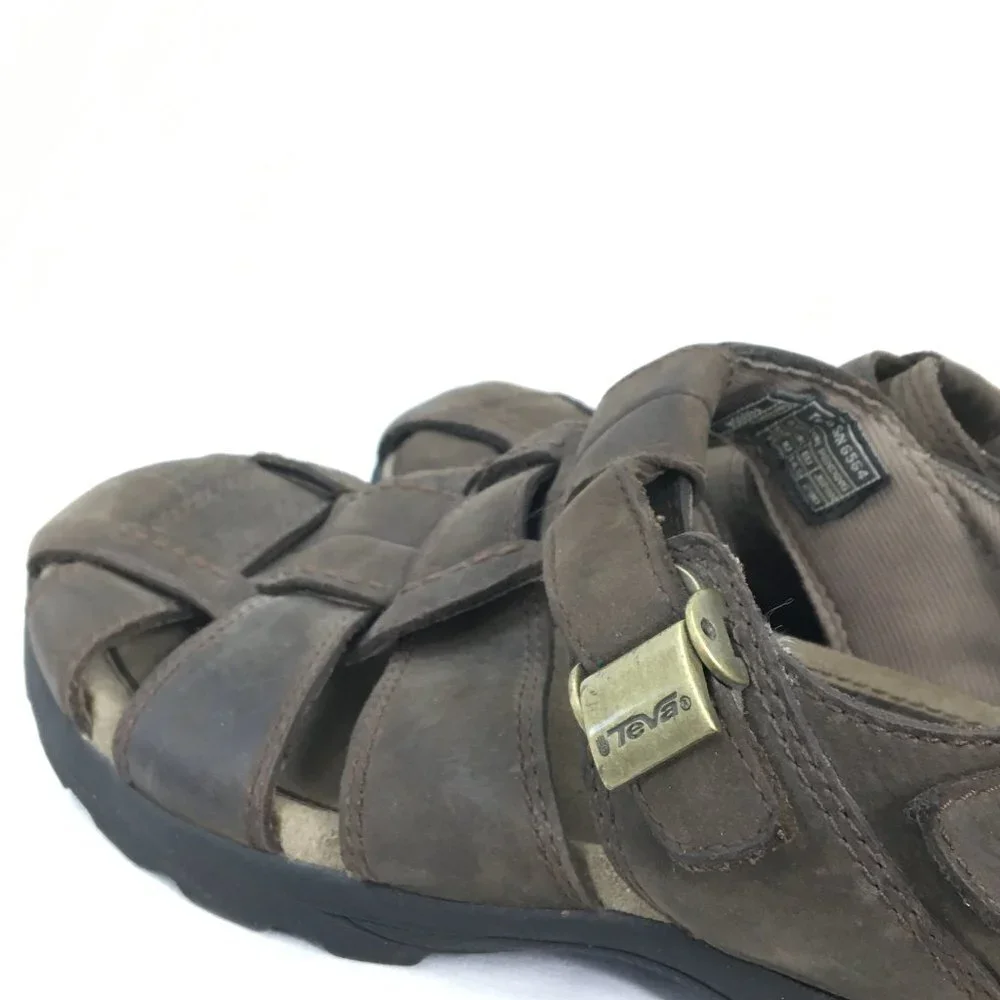 Teva Mens Hammer Leather Weave Fisherman Sandals Size 11 GREAT Pre-Owned